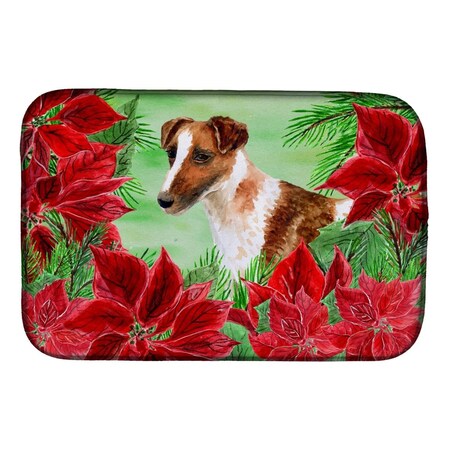 Carolines Treasures Smooth Fox Terrier Poinsettas Dish Drying Mat CK1296DDM